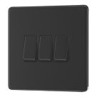 LAP  20A 16AX 3-Gang 2-Way Switch  Matt Black with Colour-Matched Inserts