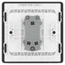 British General Evolve 20A 16AX 1-Gang 2-Way Wide Rocker Light Switch  Grey with Black Inserts