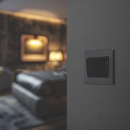 British General Evolve 20A 16AX 1-Gang 2-Way Wide Rocker Light Switch  Grey with Black Inserts