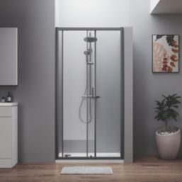 ETAL  Framed Rectangular Sliding Shower Door Matt Black 1390mm x 1900mm