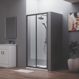 ETAL  Framed Rectangular Sliding Shower Door Matt Black 1390mm x 1900mm