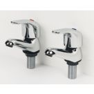 Swirl Conventional Chrome 87mm Cloakroom Lever 2 Tap Holes Basin Pillar Tap