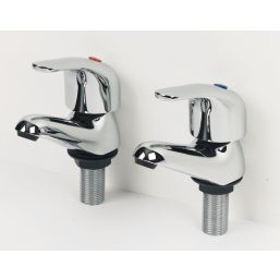Swirl Conventional Chrome 87mm Cloakroom Lever 2 Tap Holes Basin Pillar Tap
