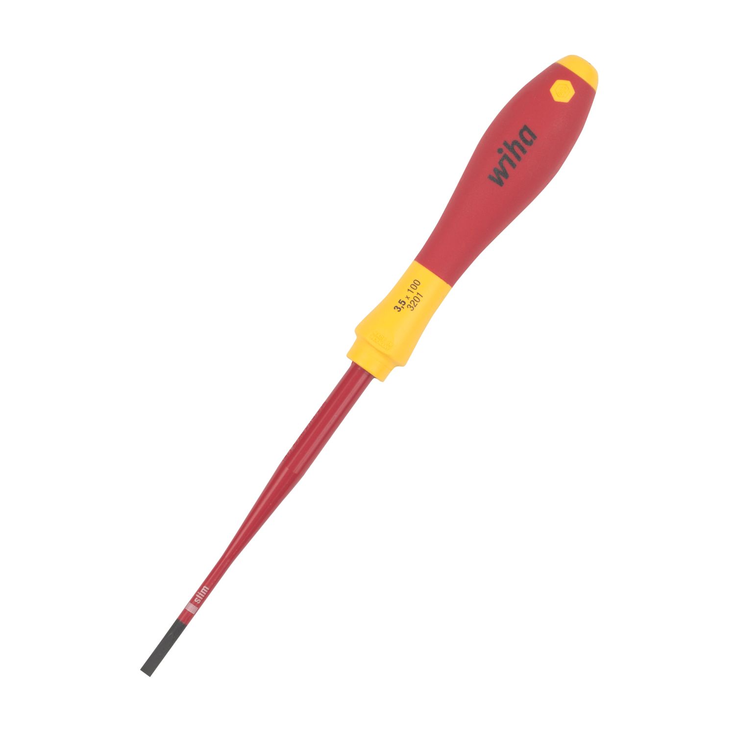 Wiha SoftFinish VDE SlimFix Screwdriver Slotted 3.5mm x 100mm (2157G)