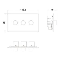 LAP  3-Gang 2-Way LED Dimmer Switch  Matt Black with Colour-Matched Inserts