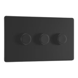 LAP  3-Gang 2-Way LED Dimmer Switch  Matt Black with Colour-Matched Inserts