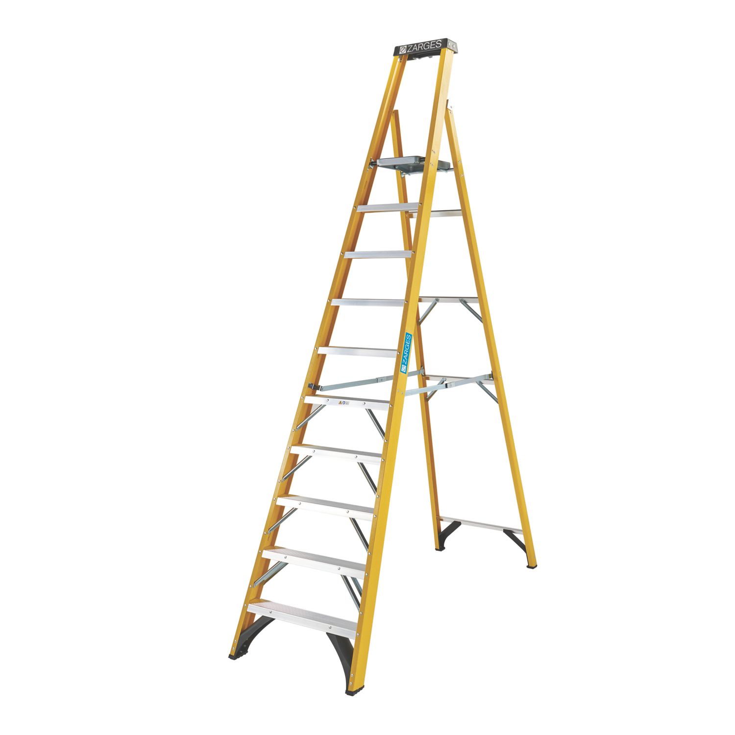 Zarges Fibreglass 2.94m 10 Step Platform Step Ladder (215CP)