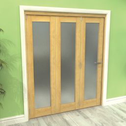 Green & Taylor  3-Door 1-Frosted Light Unfinished Oak Wooden Shaker Internal Bi-Fold Door 2060mm x 1794mm