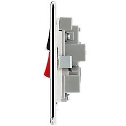 LAP  45A 2-Gang DP Cooker Switch & 13A DP Switched Socket Polished Chrome with LED with White Inserts