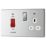 LAP  45A 2-Gang DP Cooker Switch & 13A DP Switched Socket Polished Chrome with LED with White Inserts