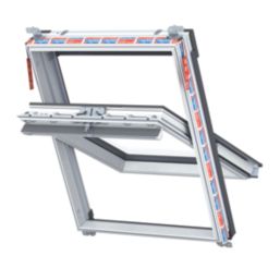 Keylite  Manual Centre-Pivot Grey & White uPVC Double-Glazed Roof Window Clear 780mm x 1180mm