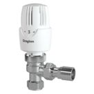 Drayton RT414 15mm x 1/2" White Angled Traditional Thermostatic Radiator Valve & Lockshield