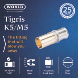 Wavin Tigris  Multi-Layer Composite Press-Fit Adapting Coupler to Copper 25mm x 28mm 5 Pack