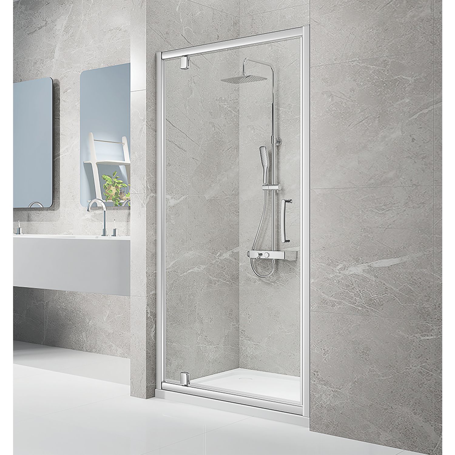 Triton Neo Eight Framed Quadrant Pivot Shower Door Chrome 800mm x 1900mm (215TK)