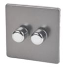 Varilight V-Pro 2-Gang 2-Way LED Dimmer Switch  Slate Grey with Colour-Matched Inserts