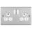 LAP  13A 2-Gang SP Switched Plug Socket Brushed Stainless Steel  with White Inserts