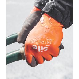 Site Hydrogrip Fully-Coated Latex Thermal Gloves Black / Orange Large