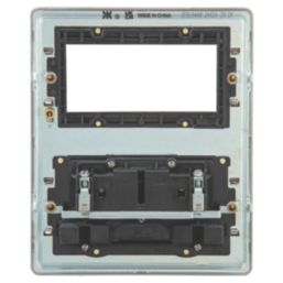 Knightsbridge  13A 2-Gang DP Multimedia Plate Antique Brass with Black Inserts