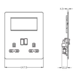 Knightsbridge  13A 2-Gang DP Multimedia Plate Antique Brass with Black Inserts