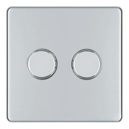 LAP  2-Gang 2-Way LED Dimmer Switch  Polished Chrome with Colour-Matched Inserts