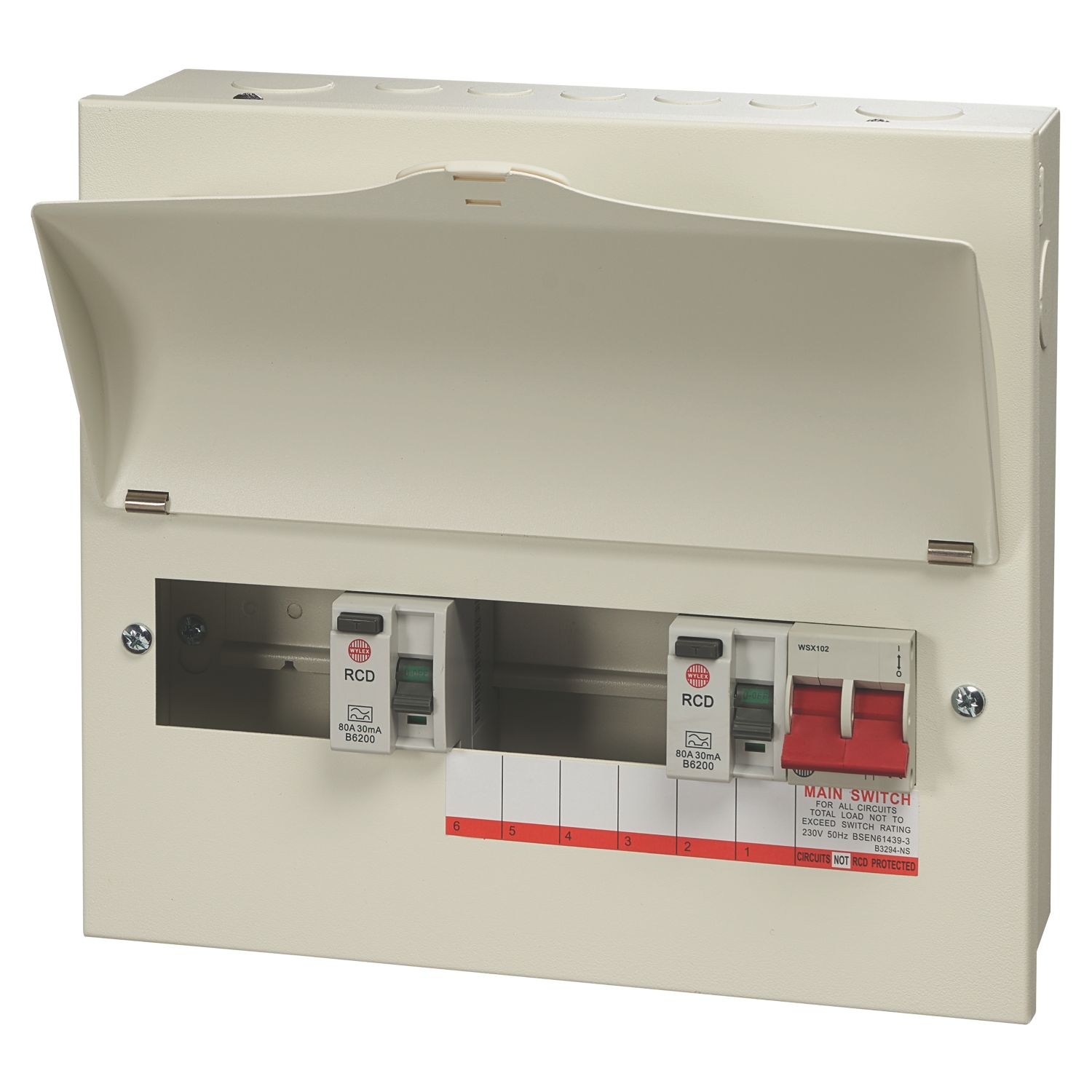 Wylex 13-Module 7-Way Part-Populated Dual RCD Consumer Unit (216JK)