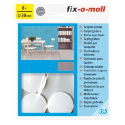 Fix-O-Moll White Round Self-Adhesive Carpet Gliders 30mm x 30mm 8 Pack