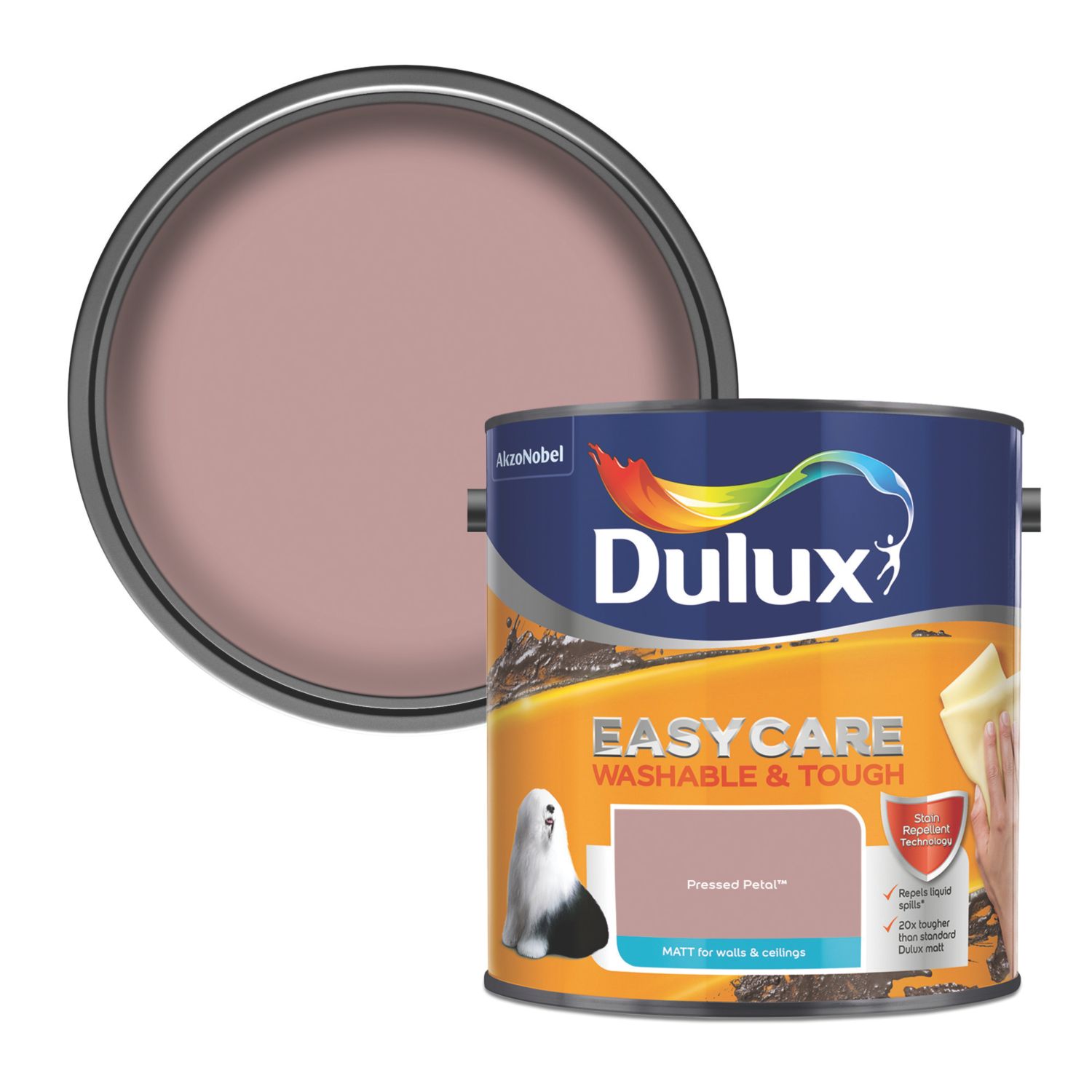 Dulux EasyCare Washable & Tough 2.5Ltr Pressed Petal Matt Emulsion Paint (216PJ)