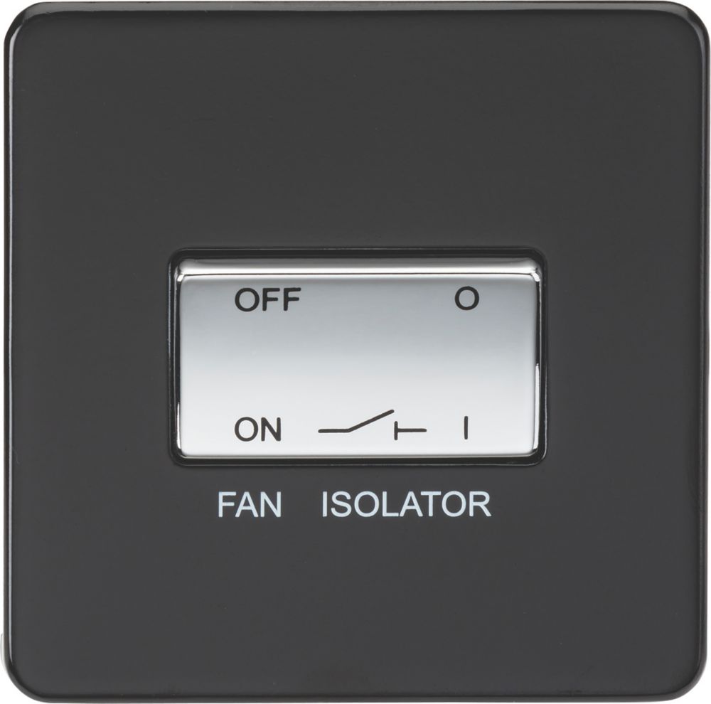 Knightsbridge 10AX 1Gang TP Fan Isolator Switch Matt Black Screwfix