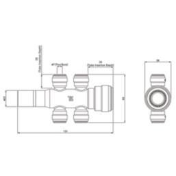 Flomasta  Plastic Push-Fit Reducing 4 Port Manifold 22mm x 10mm