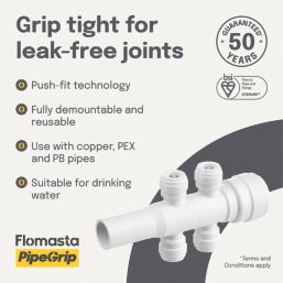 Flomasta  Plastic Push-Fit Reducing 4 Port Manifold 22mm x 10mm