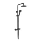 Maine HP/Combi Flexible Exposed Matt Black Thermostatic Round Bar Mixer Shower with Riser Handset & Overhead Outlet