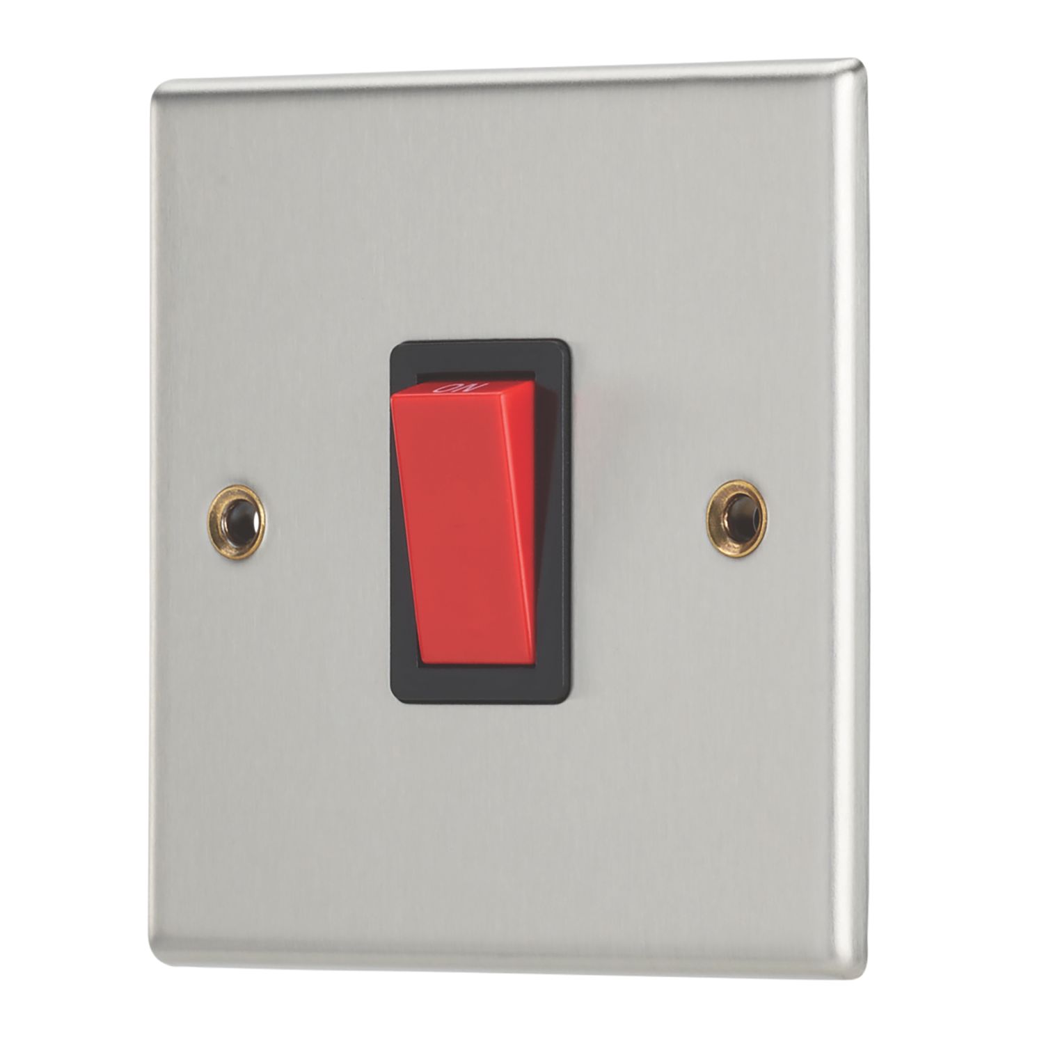 Contactum iConic 32A 1-Gang DP Control Switch Brushed Steel with Black Inserts (217RP)