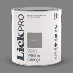 LickPro  2.5Ltr Grey 15 Vinyl Matt Emulsion  Paint