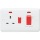 Knightsbridge Curved Edge 45A 2-Gang DP Cooker Switch & 13A DP Switched Socket White with Neon
