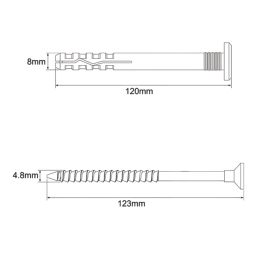 Easyfix  Nylon & Steel Mushroom Head Hammer Fixings 8mm x 120mm 50 Pack