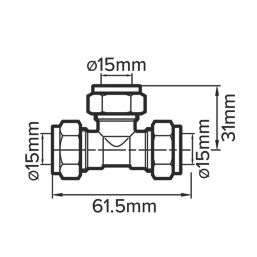Flomasta  Brass Compression Equal Tee 15mm