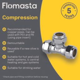 Flomasta  Brass Compression Equal Tee 15mm