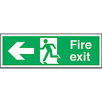 Non Photoluminescent "Fire Exit" Left Arrow Sign 150 x 450mm