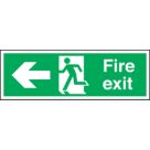 Non Photoluminescent "Fire Exit" Left Arrow Sign 150mm x 450mm