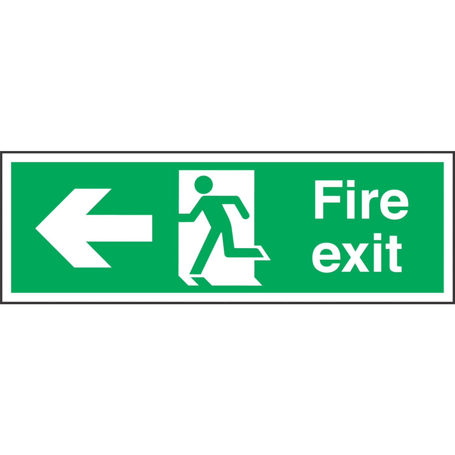 Non Photoluminescent "Fire Exit" Left Arrow Sign 150mm x 450mm (21871)