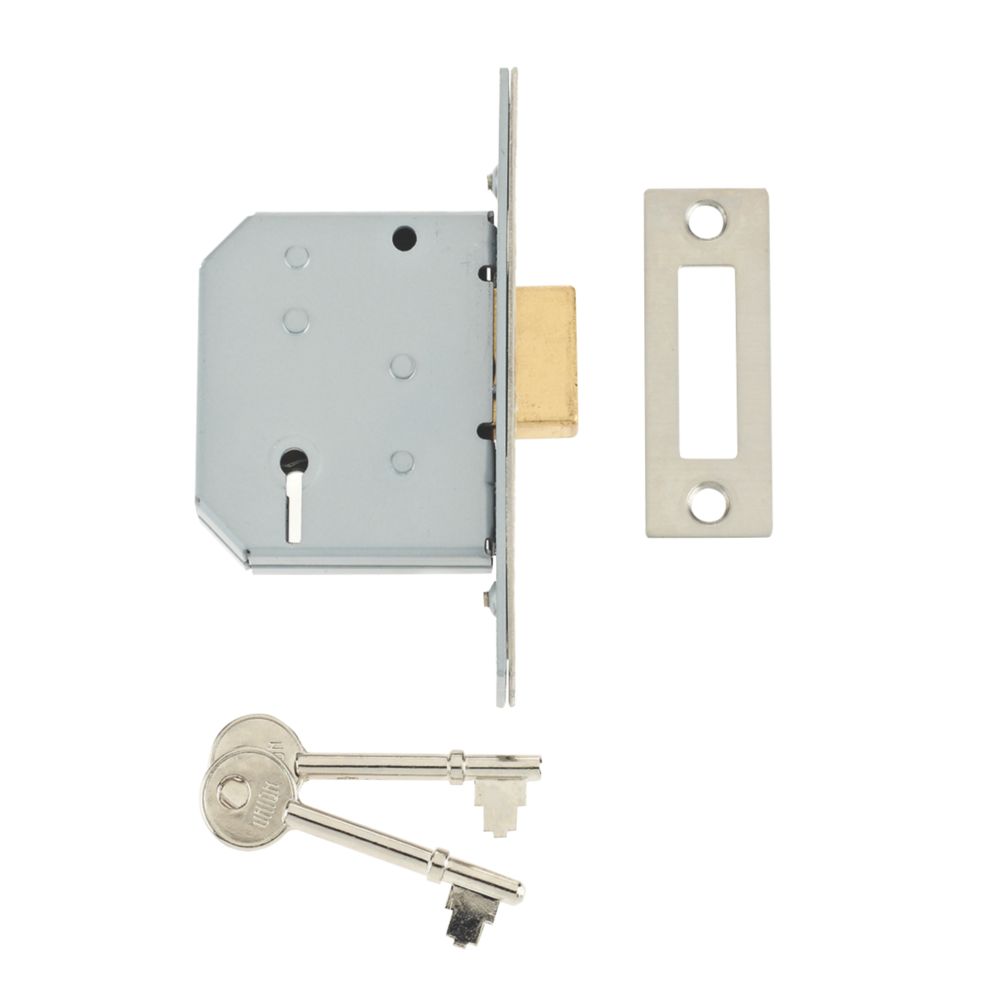 Union 3 Lever Satin Chrome Mortice Deadlock 68mm Case 45mm Backset