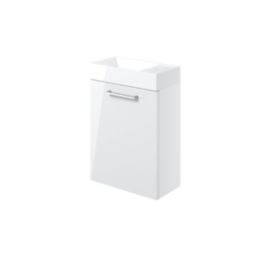 Ohio 1-Door Cloakroom Vanity Unit with Ceramic Basin Gloss White 410mm x 220mm x 600mm