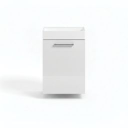 Ohio 1-Door Cloakroom Vanity Unit with Ceramic Basin Gloss White 410mm x 220mm x 600mm