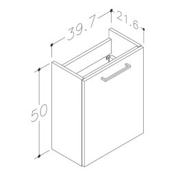 Ohio 1-Door Cloakroom Vanity Unit with Ceramic Basin Gloss White 410mm x 220mm x 600mm