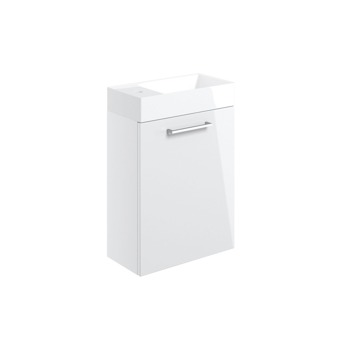 Ohio 1-Door Cloakroom Vanity Unit with Ceramic Basin Gloss White 410mm x 220mm x 600mm (218AE)