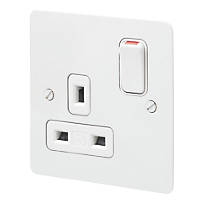 MK Edge 13A 1-Gang DP Switched Plug Socket White  with Colour-Matched Inserts