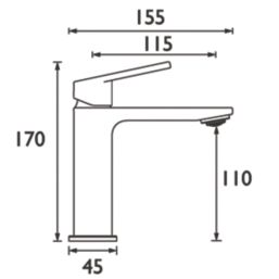 Bristan Frammento Gun Metal Grey 170mm Standard Lever Mono Basin Mixer Tap  With Clicker Waste