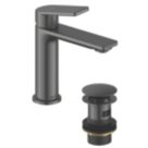 Bristan Frammento Gun Metal Grey 170mm Standard Lever Mono Basin Mixer Tap  With Clicker Waste