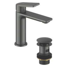 Bristan Frammento Gun Metal Grey 170mm Standard Lever Mono Basin Mixer Tap  With Clicker Waste
