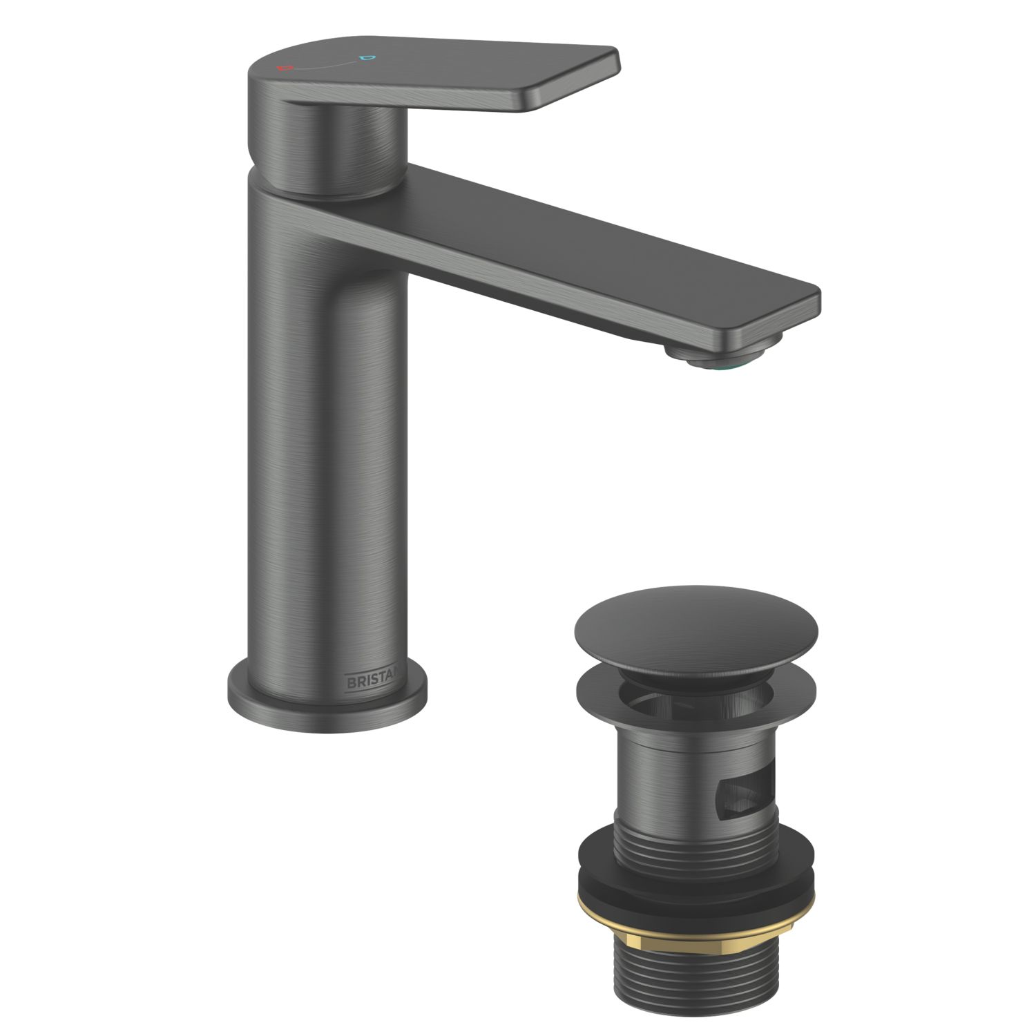 Bristan Frammento Basin Mono Mixer with Clicker Waste Gun Metal Grey (218KL)